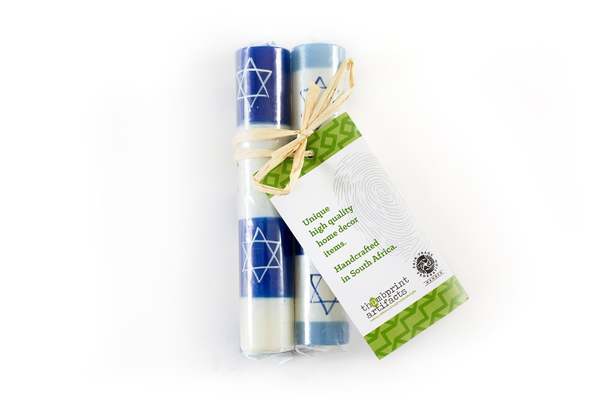 Thumbprint Artifacts Shabbat Star of David Painted Candles