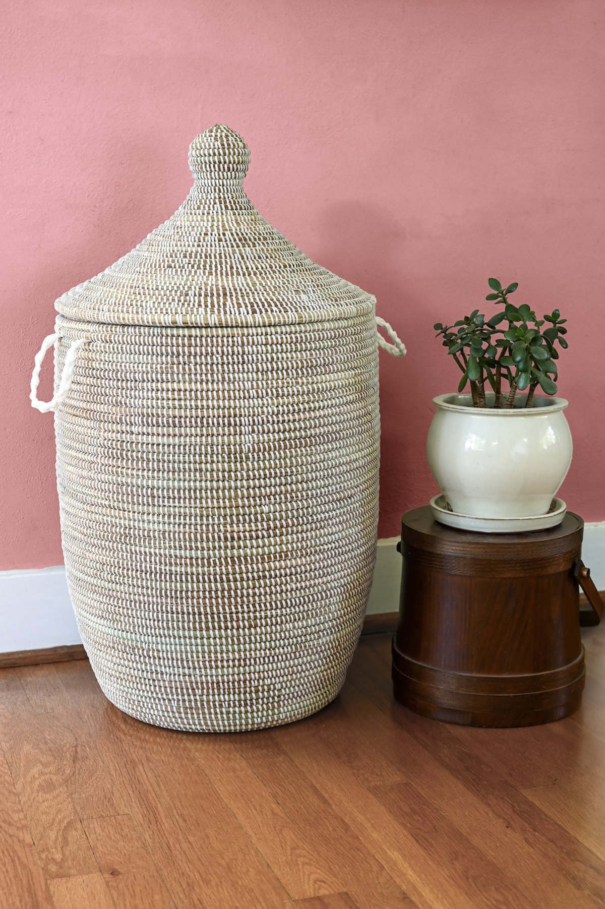 African Modern Slender Laurel Hamper Basket - Image 2 of 5
