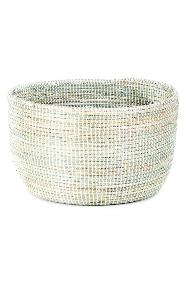 African Modern Solid White Knitting Basket