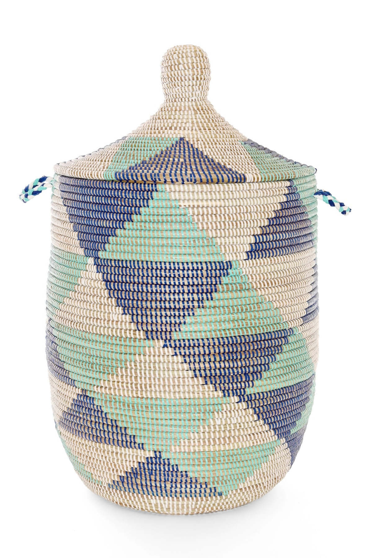 African Modern Triangles Lidded Hamper Basket - Image 1 of 5