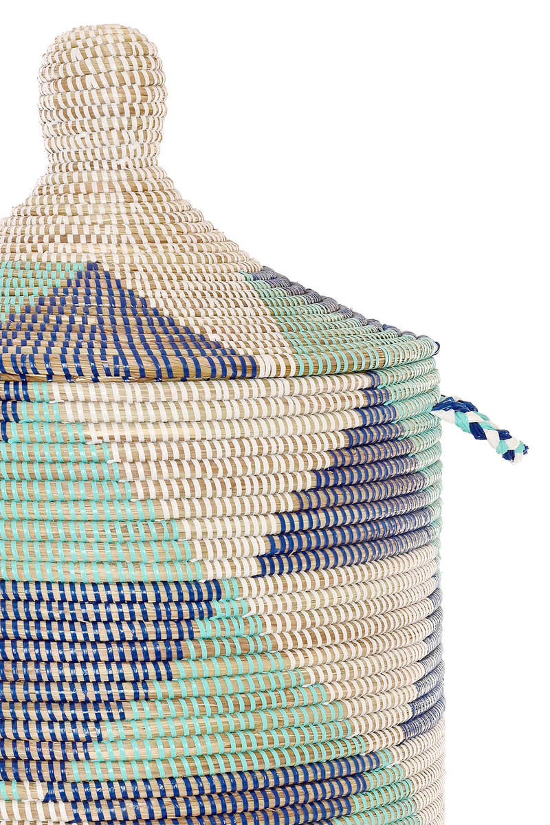 African Modern Triangles Lidded Hamper Basket