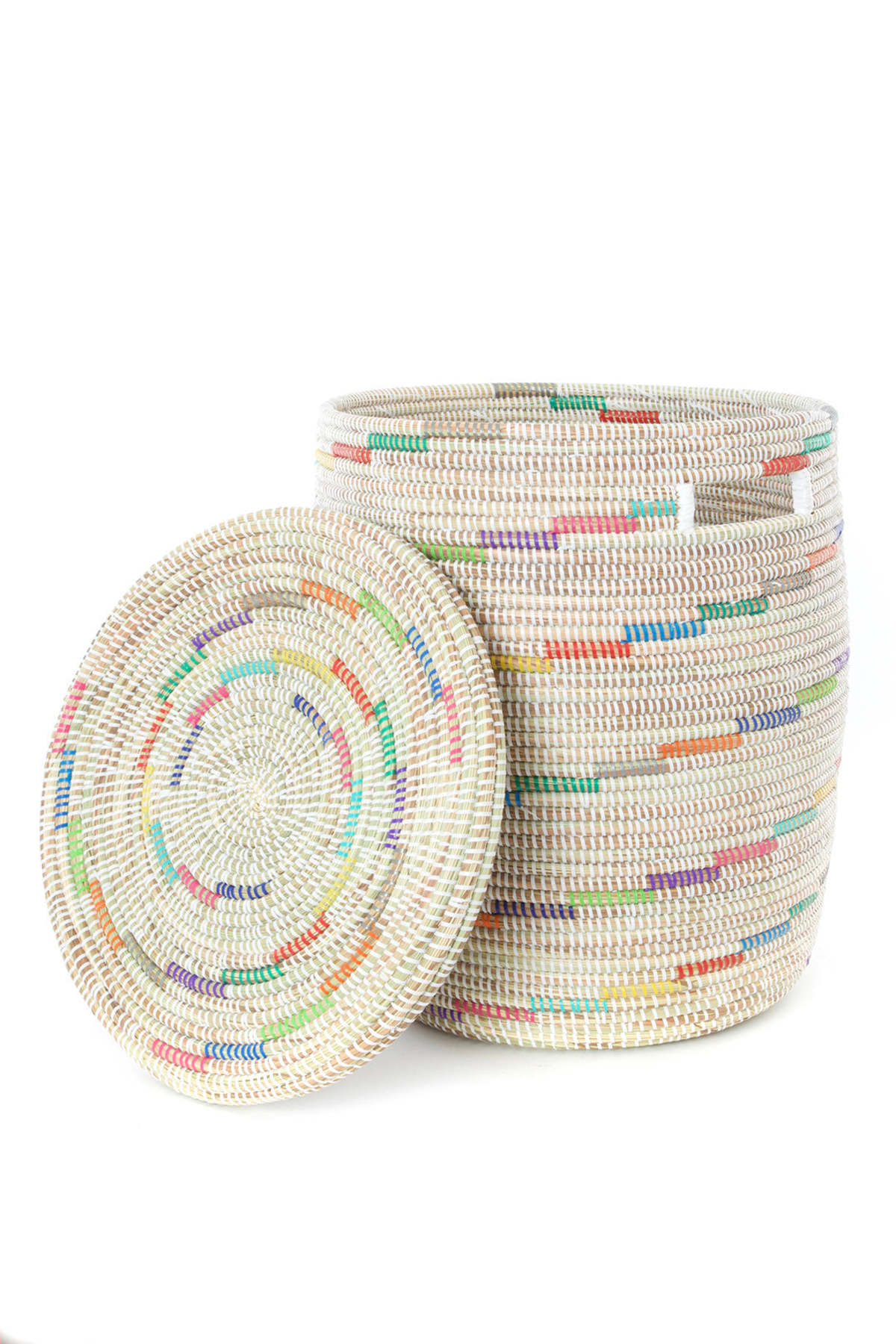 African Modern Vanilla Sugar Swirl Flat Lid Storage Basket - Image 3 of 4