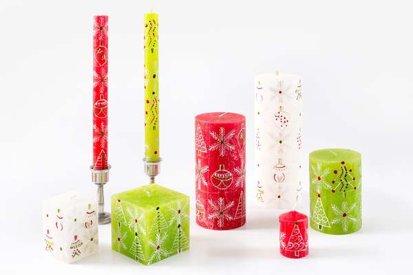Thumbprint Artifacts Whimsy Christmas Painted Candles