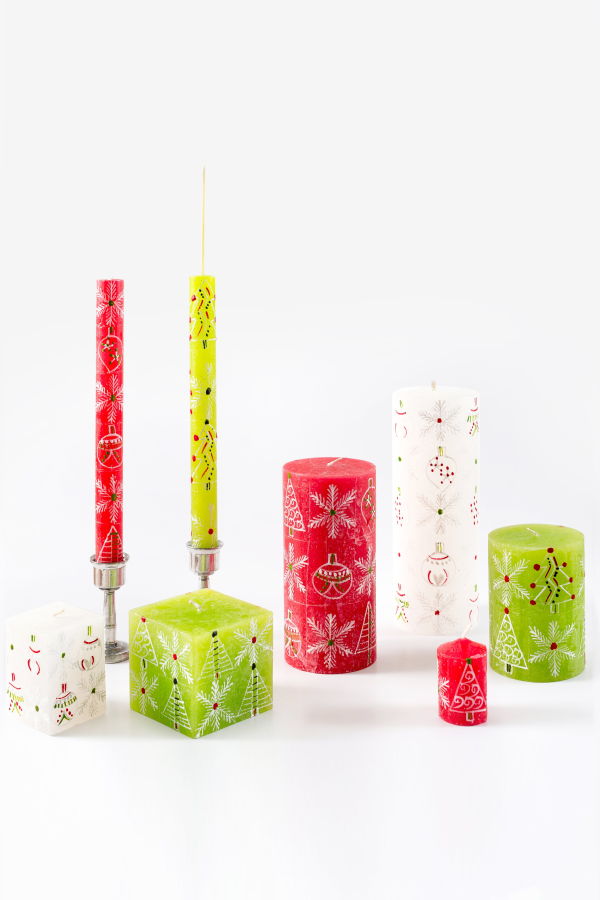 Thumbprint Artifacts Whimsy Christmas Painted Candles