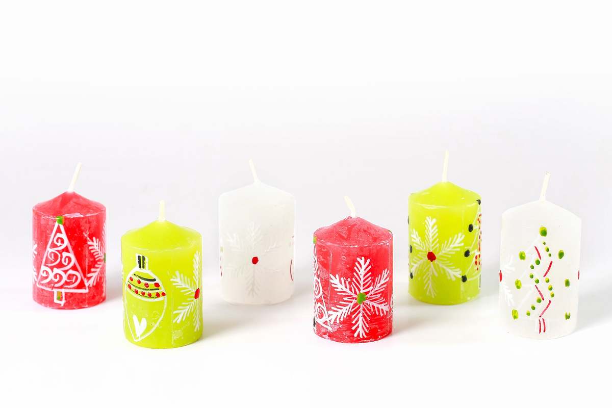 Thumbprint Artifacts Whimsy Christmas Painted Candles - Image 9 of 11
