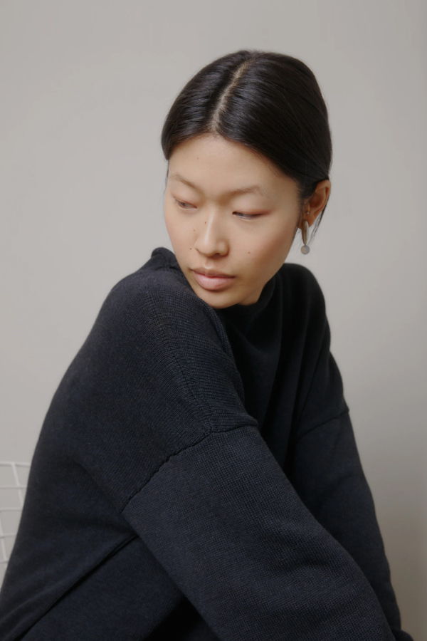 Micaela Greg Faded Black Rolled Sweater