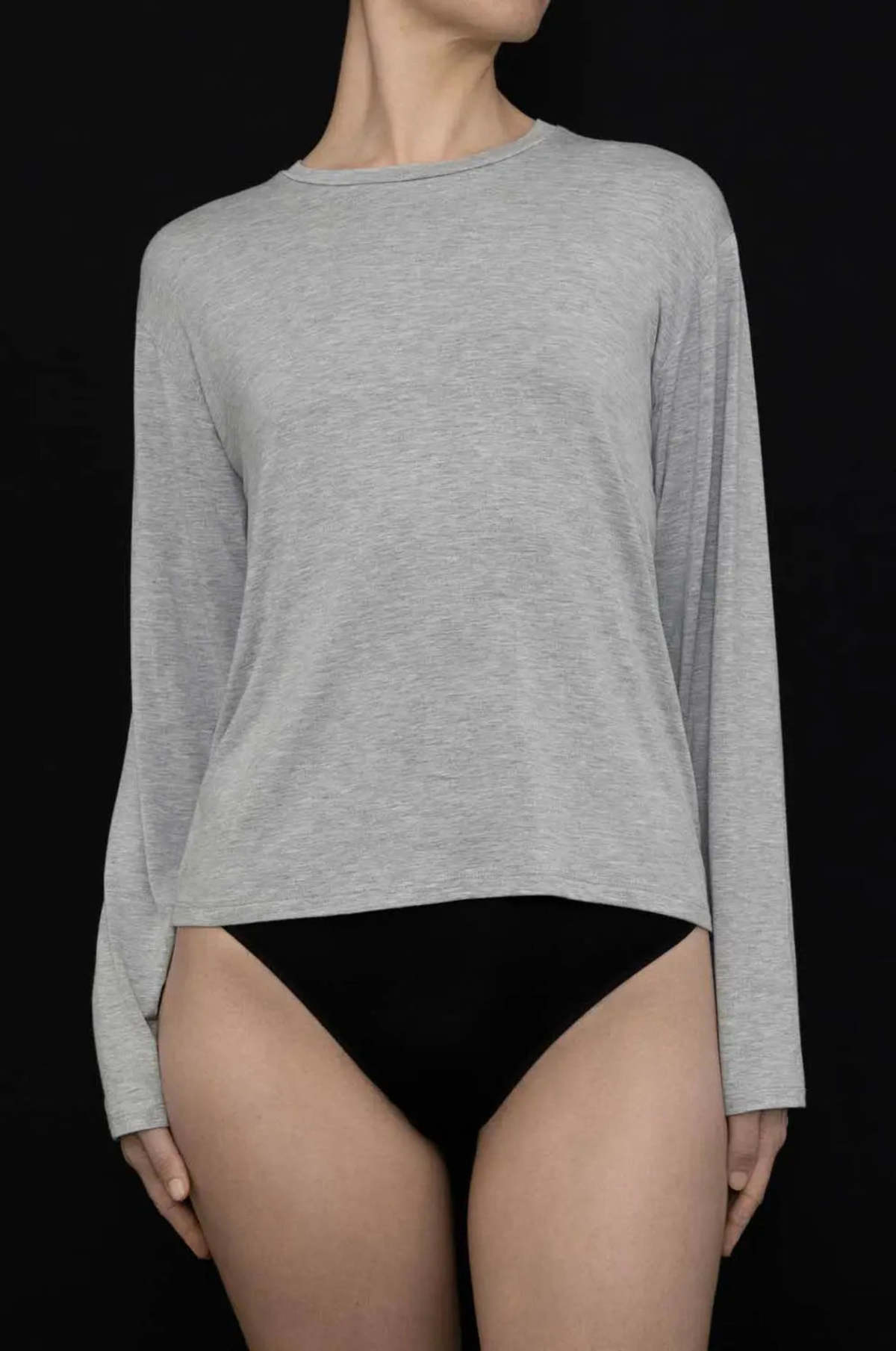 KYE Intimates Recline Bamboo Relaxed Long Sleeve Top - Dove - Image 1 of 3
