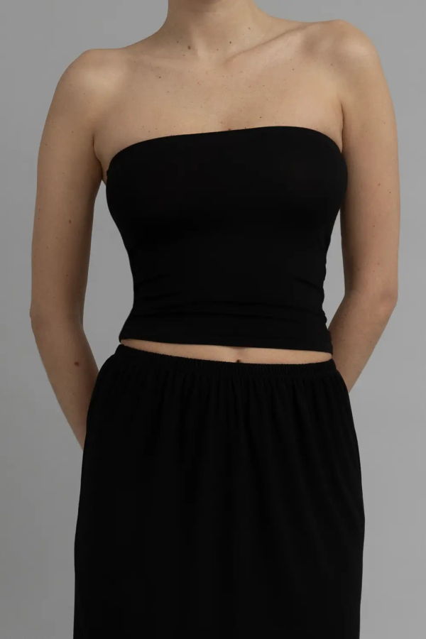 KYE Intimates Recline Bamboo Strapless Tube Top - Black
