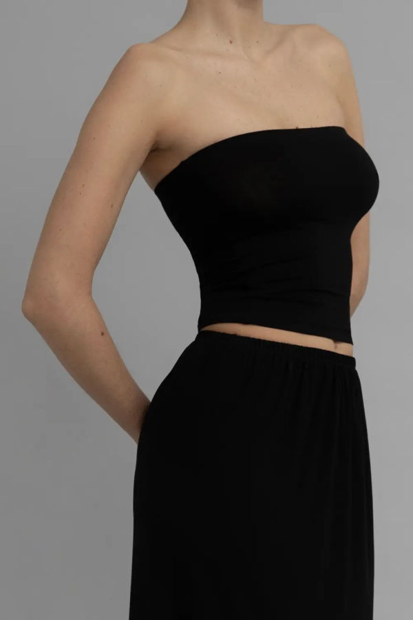 KYE Intimates Recline Bamboo Strapless Tube Top - Black