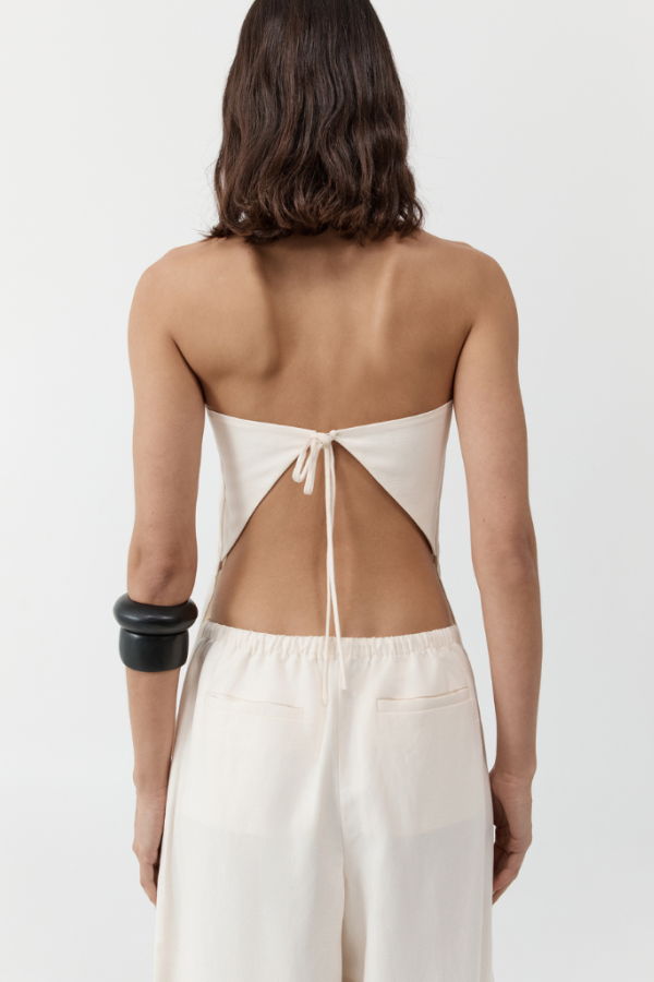 St. Agni Strapless Rouleau Tie Top