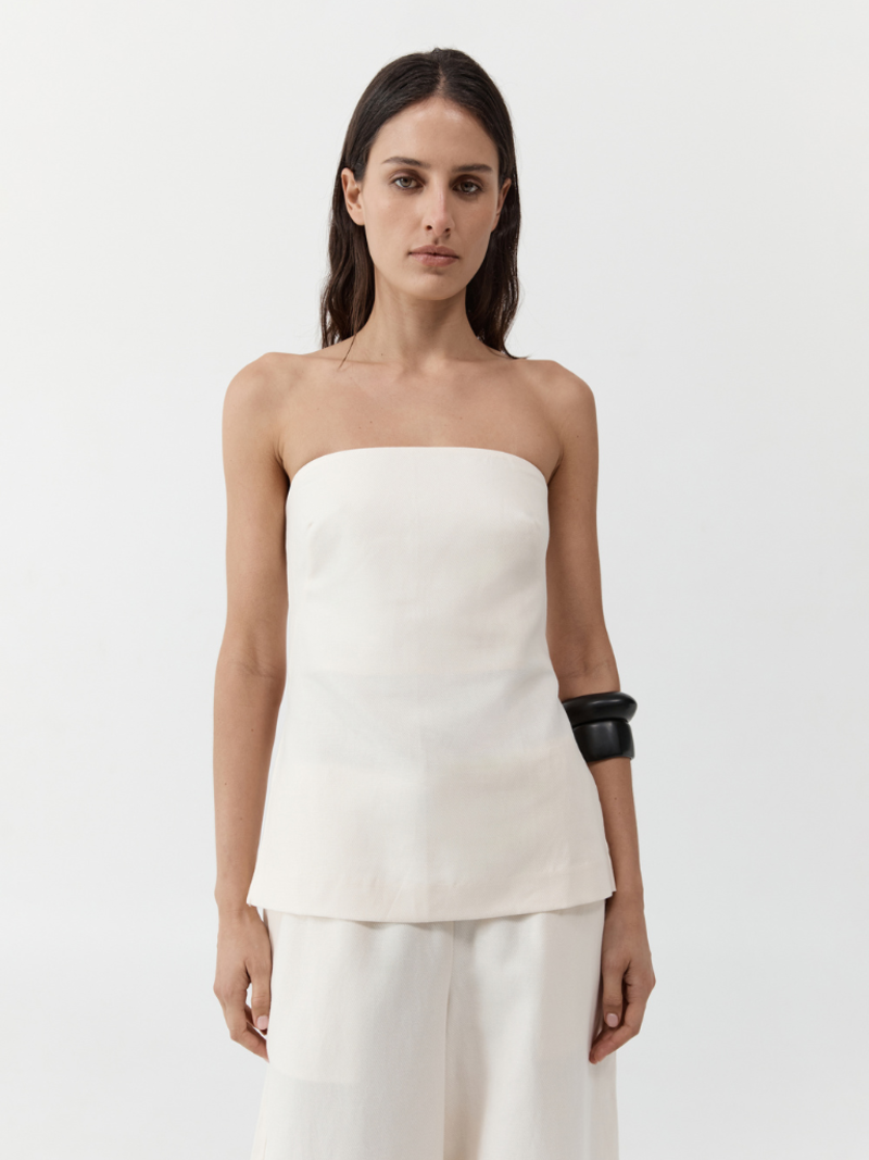 St. Agni Strapless Rouleau Tie Top