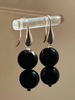 Sea + Pattern Teardrop Onyx Earrings - Black - Thumbnail 2