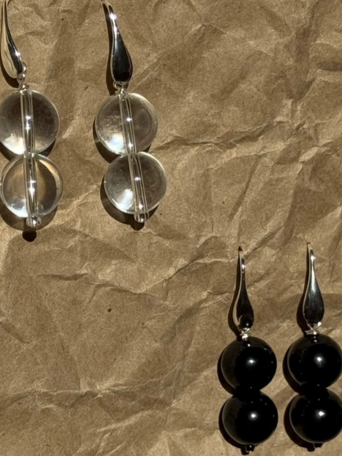 Sea + Pattern Teardrop Onyx Earrings - Black - Image 4 of 7