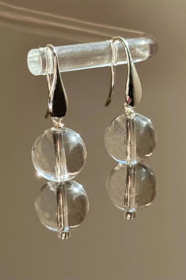 Sea + Pattern Teardrop Quartz Earrings