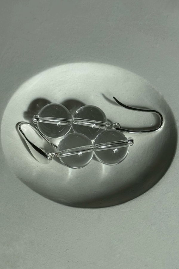 Sea + Pattern Teardrop Quartz Earrings