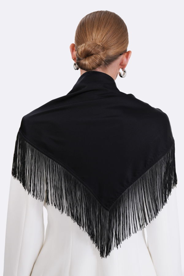 Parentezi Fringe Silk Scarf - Black