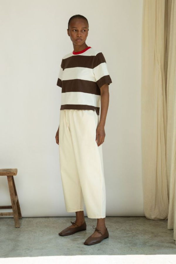 Beaumont Organic Bay Sue Stripe Tee - Cacao Stripe