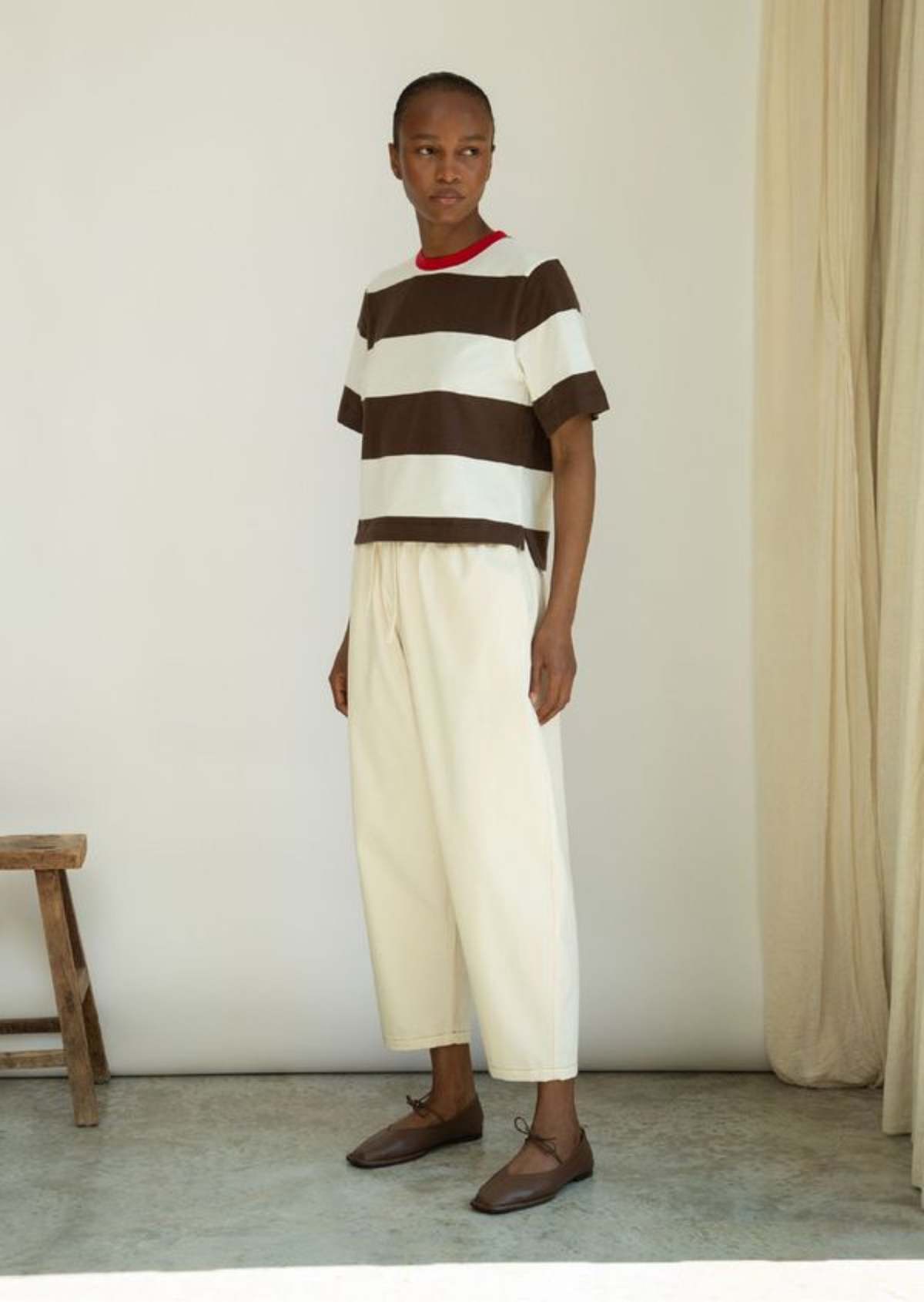Beaumont Organic Bay Sue Stripe Tee - Cacao Stripe - Image 1 of 5