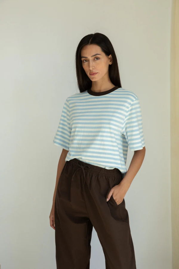 Beaumont Organic Bay Sue Stripe Tee - Blue Stripe