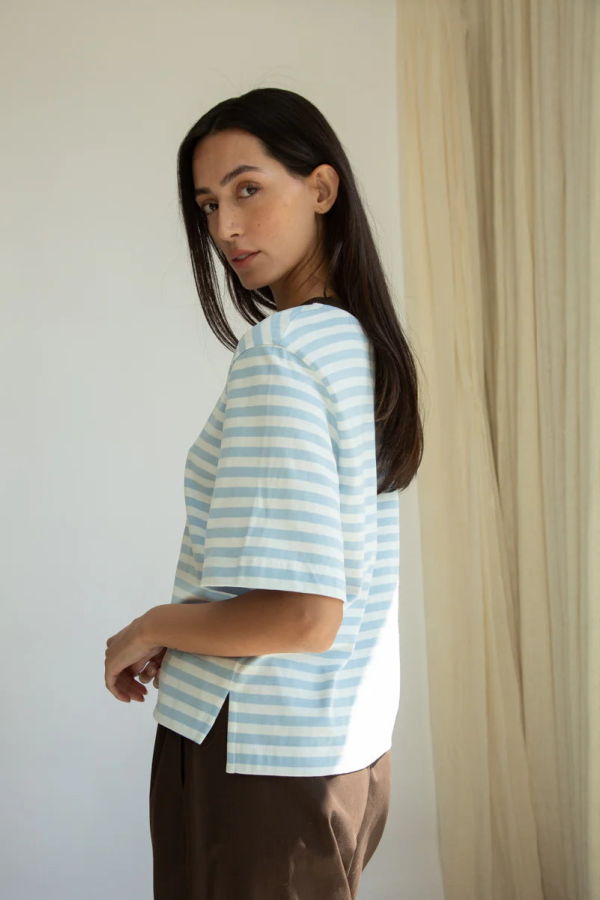 Beaumont Organic Bay Sue Stripe Tee - Blue Stripe