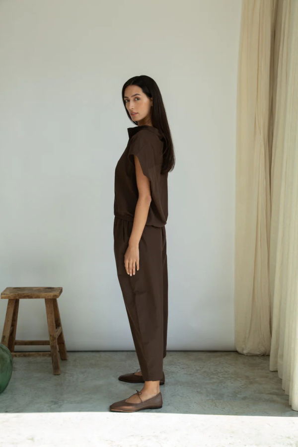 Beaumont Organic Cedar Poplin Trouser - Cacao