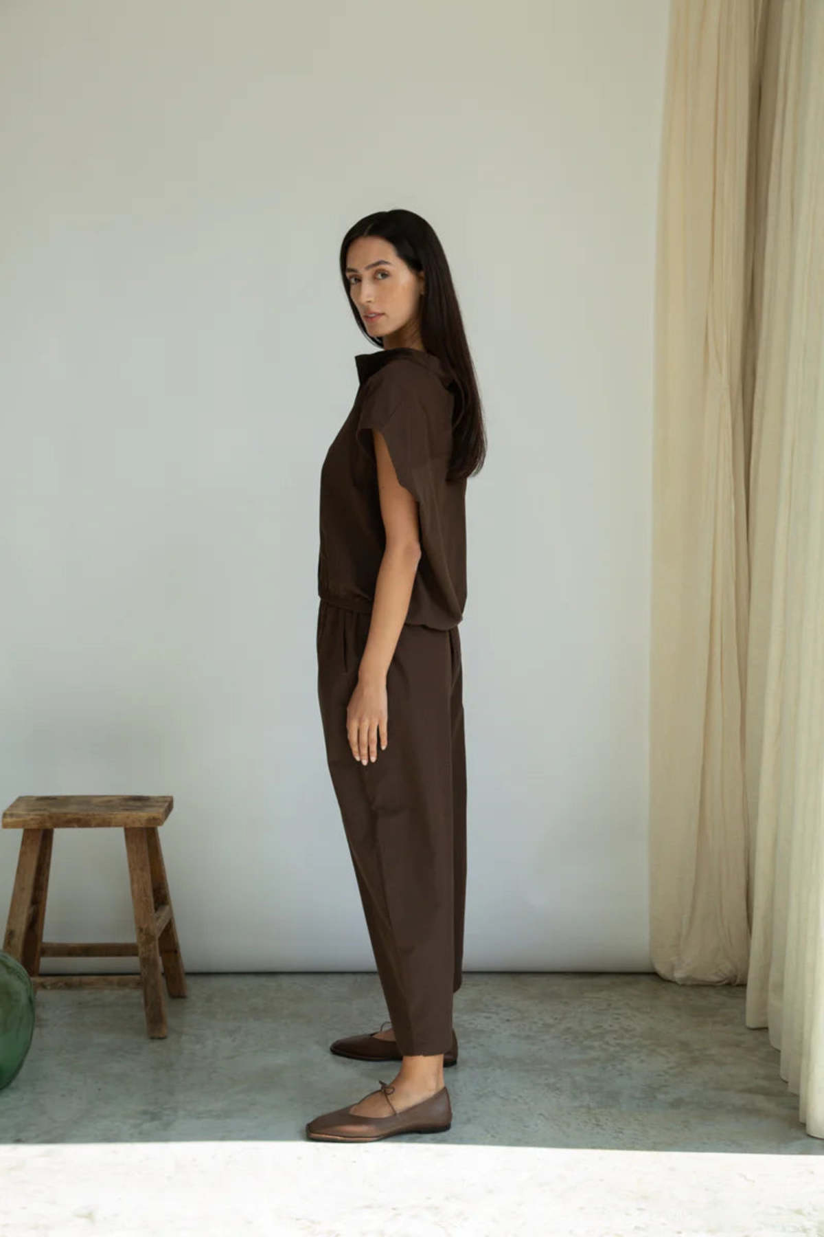 Beaumont Organic Cedar Poplin Trouser - Cacao - Image 2 of 6