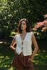 Beaumont Organic Florence Cotton Linen Knit Vest - Off White - Thumbnail 1