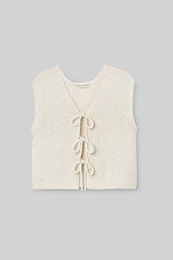 Beaumont Organic Florence Cotton Linen Knit Vest - Off White