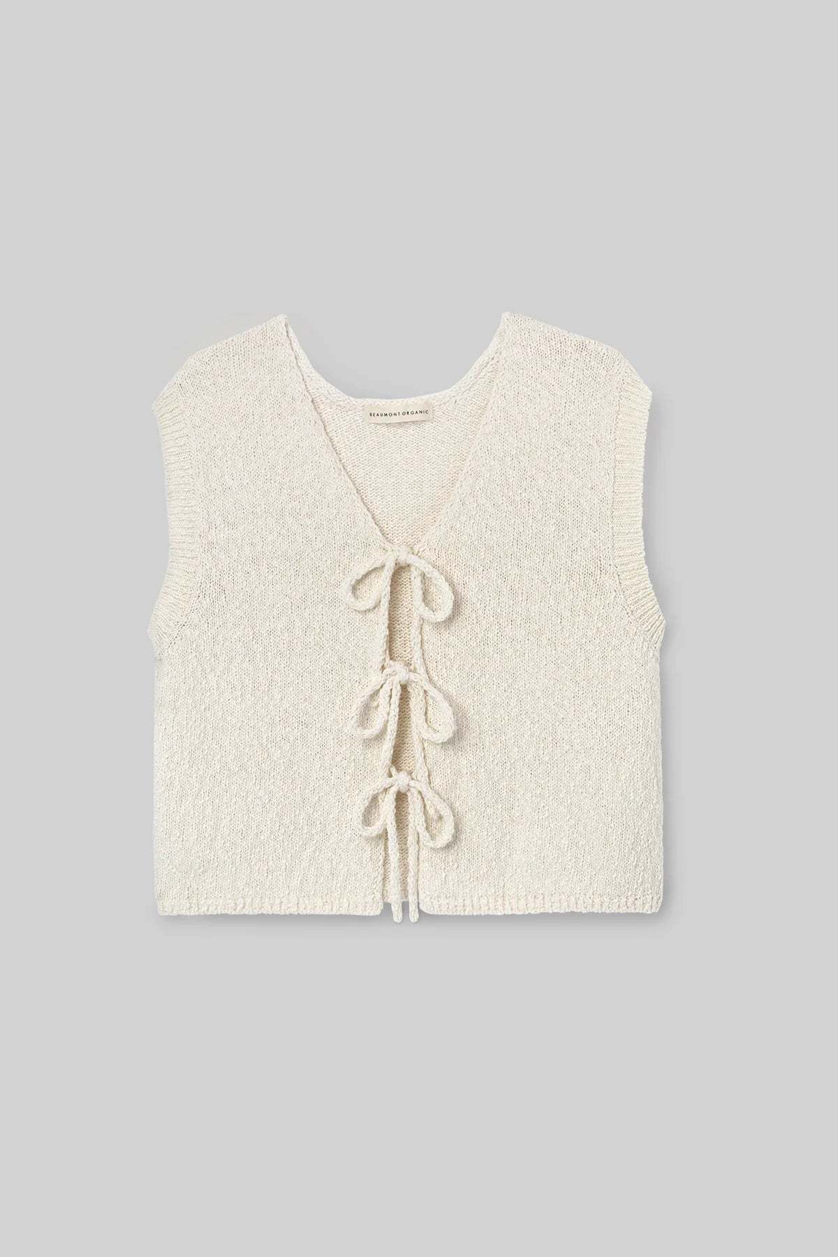 Beaumont Organic Florence Cotton Linen Knit Vest - Off White - Image 5 of 5