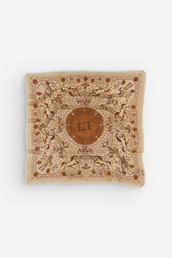 Maison Lecomte Flament Far West Wool Silk Blend Bandana Scarf