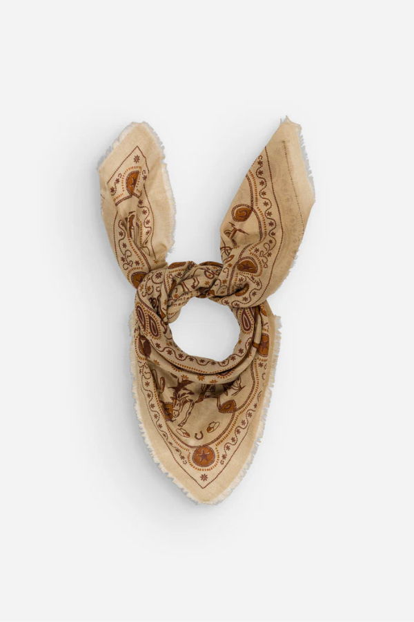 Maison Lecomte Flament Far West Wool Silk Blend Bandana Scarf