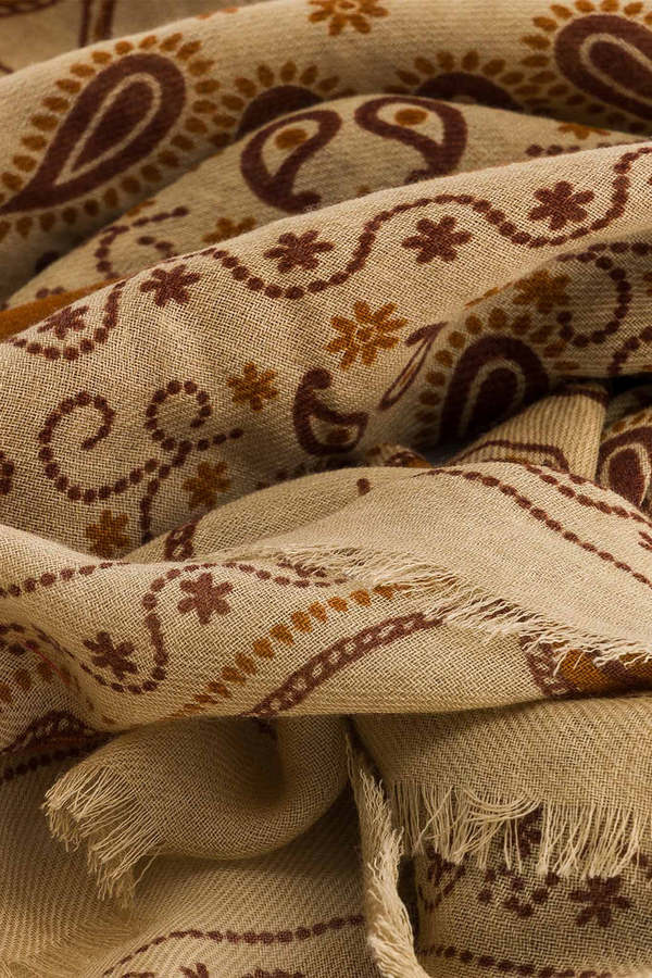 Maison Lecomte Flament Far West Wool Silk Blend Bandana Scarf