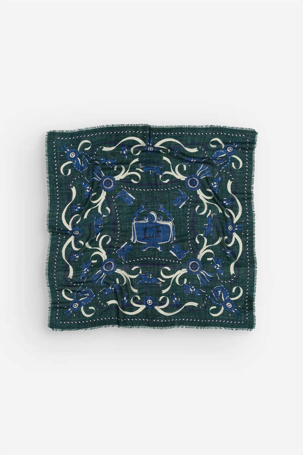 Maison Lecomte Flament Jumping Wool Silk Blend Bandana Scarf