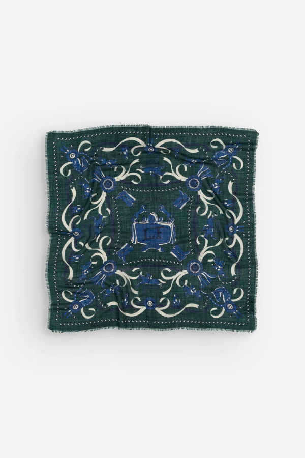 Maison Lecomte Flament Jumping Wool Silk Blend Bandana Scarf