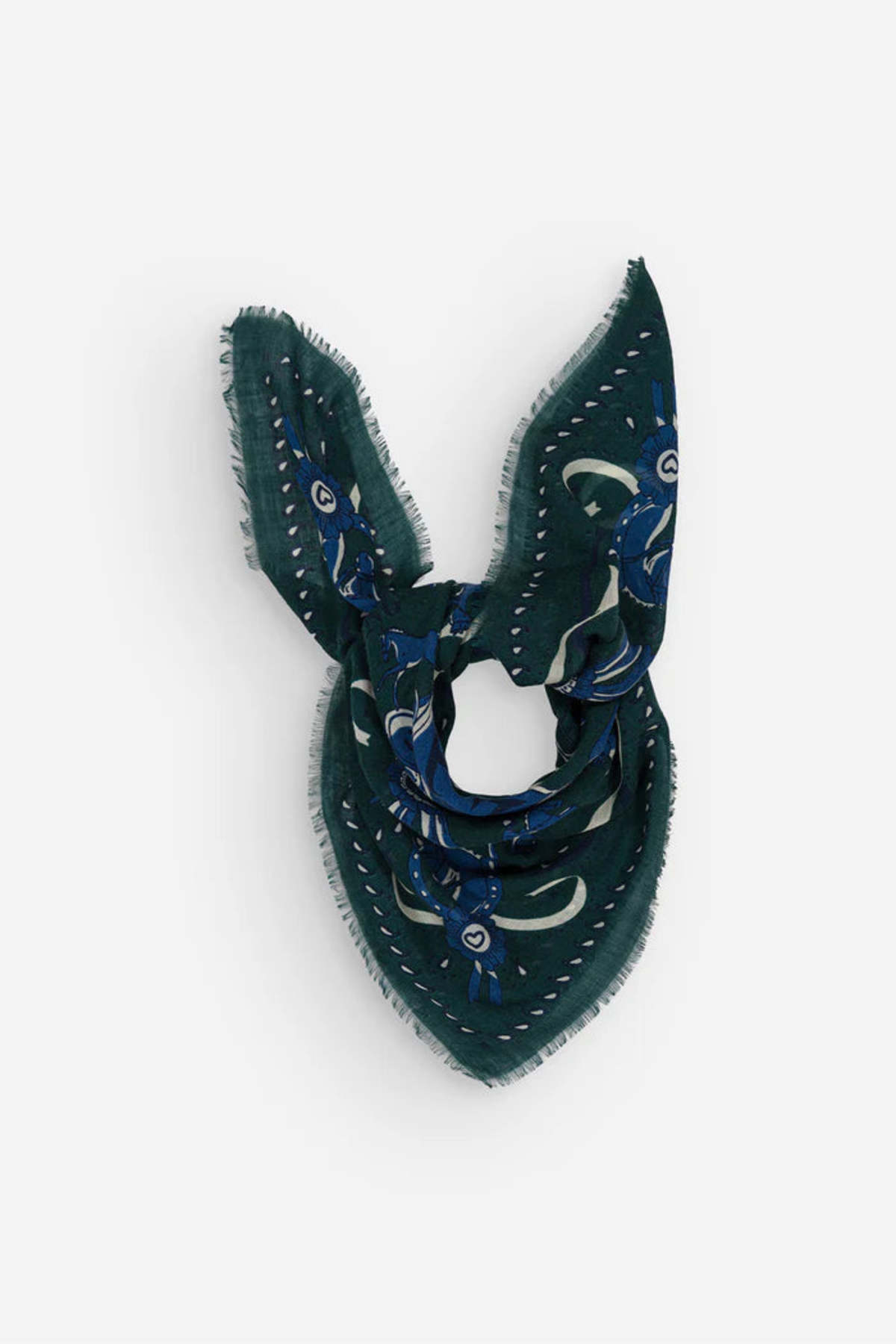 Maison Lecomte Flament Jumping Wool Silk Blend Bandana Scarf - Image 2 of 3