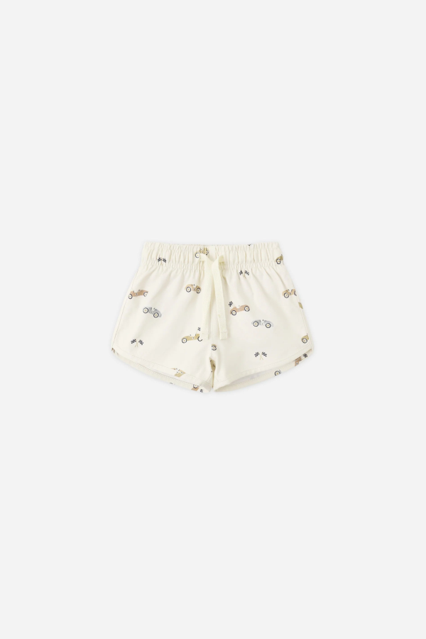 KIDS Rylee + Cru Quincy Mae Swim Shorts - Race Cars/Natural