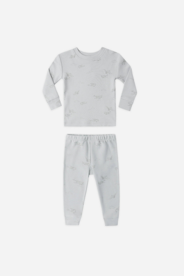 KIDS Rylee + Cru Quincy Mae Jersey Pajama Set in Airplanes Pajama Set
