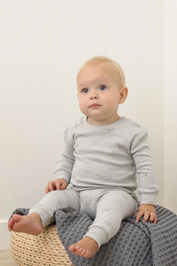 KIDS Rylee + Cru Quincy Mae Jersey Pajama Set in Airplanes Pajama Set