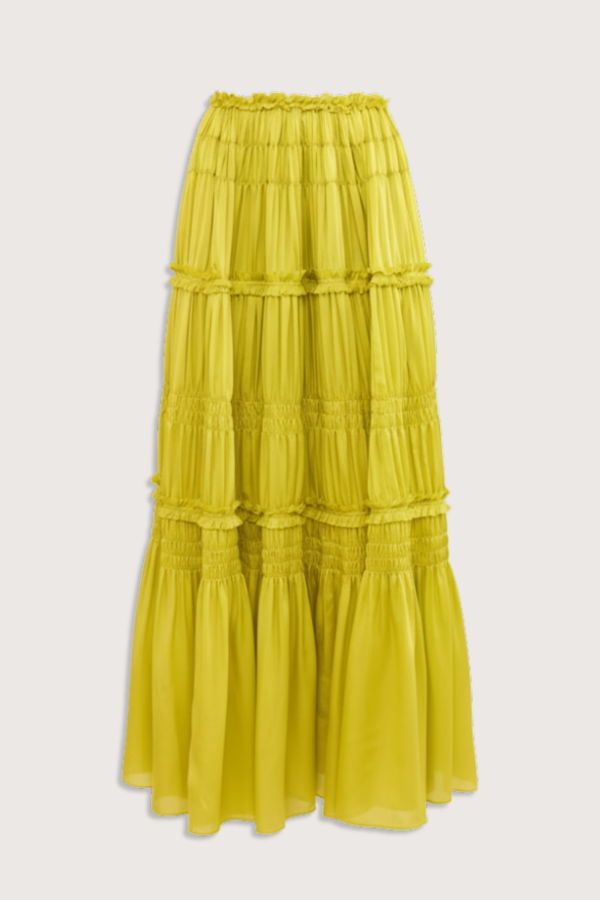 Ulla Johnson Virginie Ruffled Skirt - Chartreuse