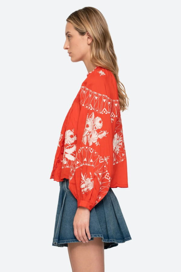 Sea NY Serafina Long Sleeve Blouse - Poppy