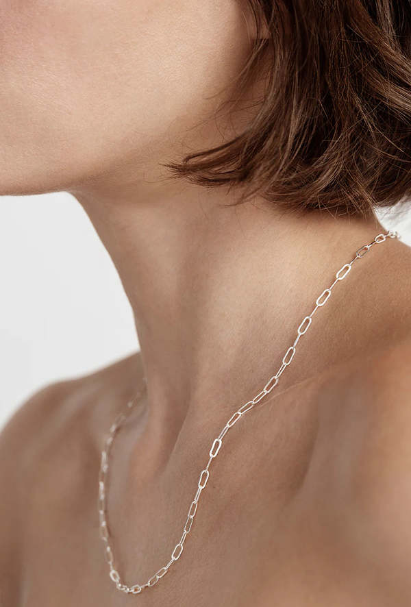 Maslo Jewelry Drawn Cable Chain Necklace Sterling Silver