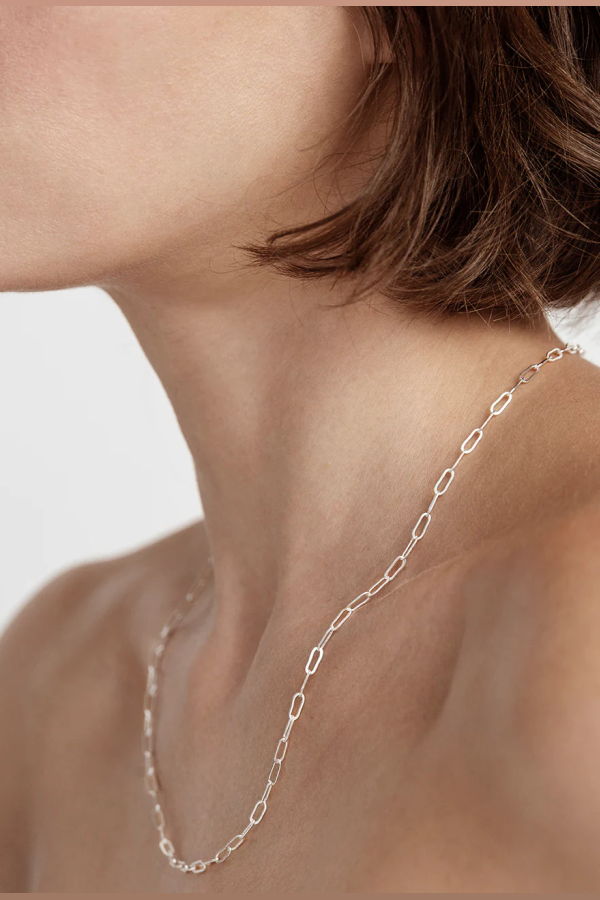 Maslo Jewelry Drawn Cable Chain Necklace Sterling Silver