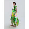 Psophia Bloomlight Print Sleeveless Long Dress with Tie Neck - Green - Thumbnail 2
