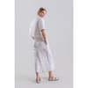 Psophia Bouton & Brume Elastic-Waist Cotton Palazzo Pants - White - Thumbnail 4