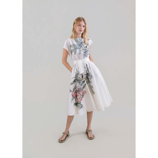 Psophia Muted Peony Study Dress - White