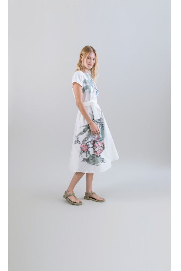 Psophia Muted Peony Study Dress - White