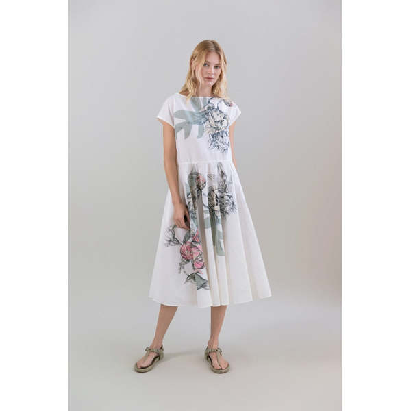 Psophia Muted Peony Study Dress - White