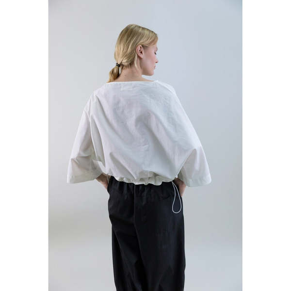 Psophia Muted Peony Study Oversized Drawstring Top - White