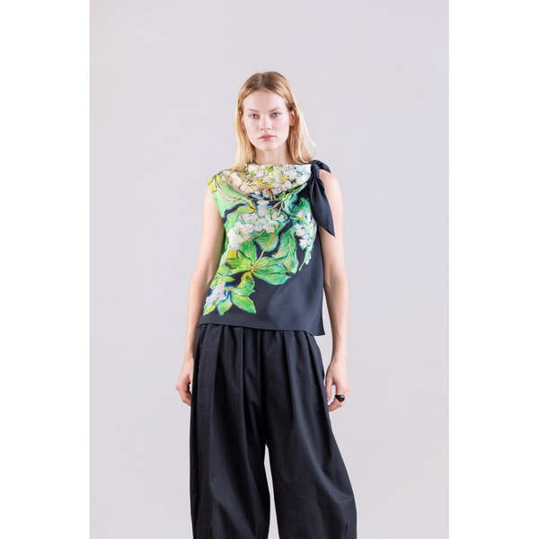 Psophia Black and Lime Print Top