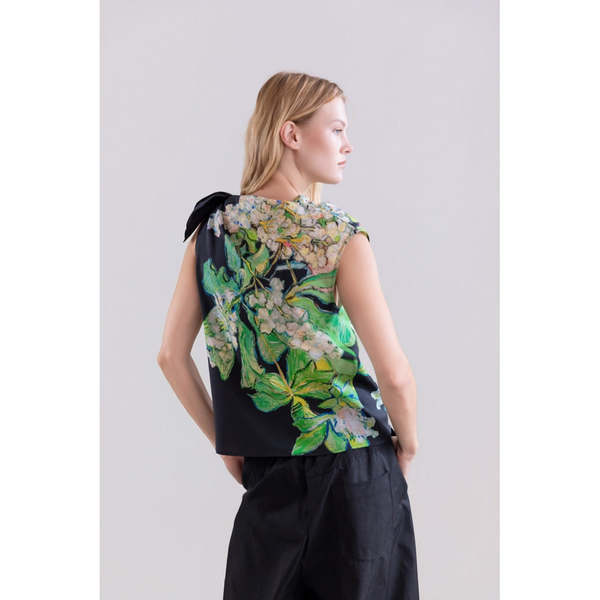 Psophia Black and Lime Print Top
